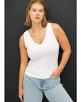 Rosette V-Neck Tank - Plus Size