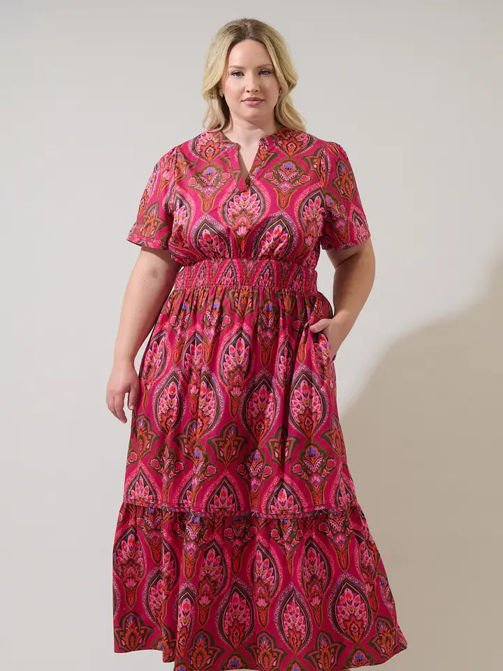Amelia Floral Poplin Maxi Dress - Plus Size