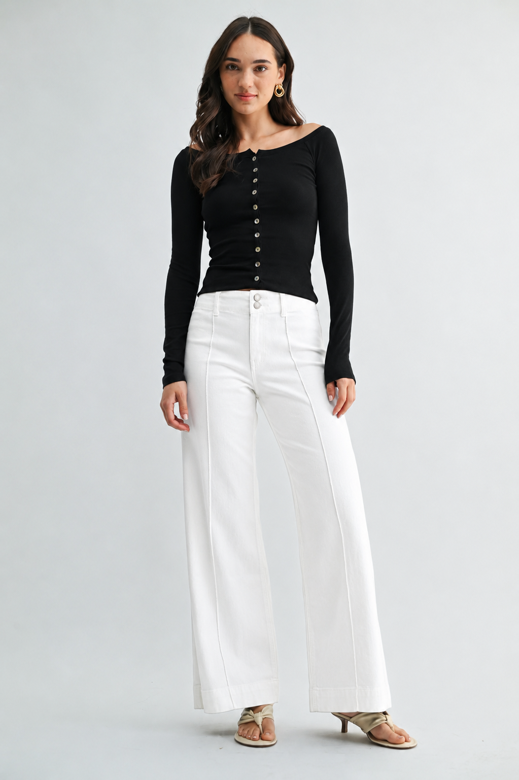 Penny Pintuck Wide Leg Denim