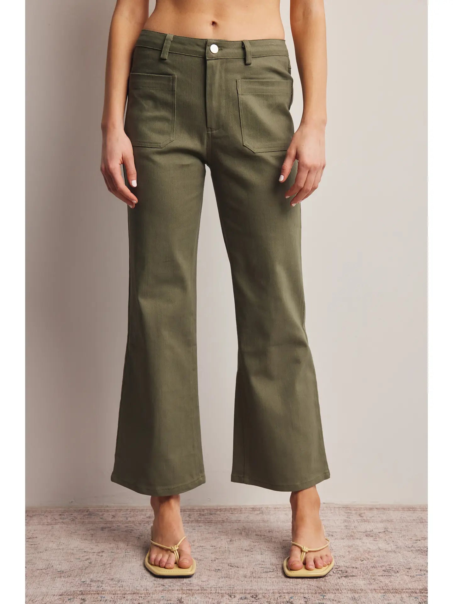 Stretch Cotton Straight-Leg Pants