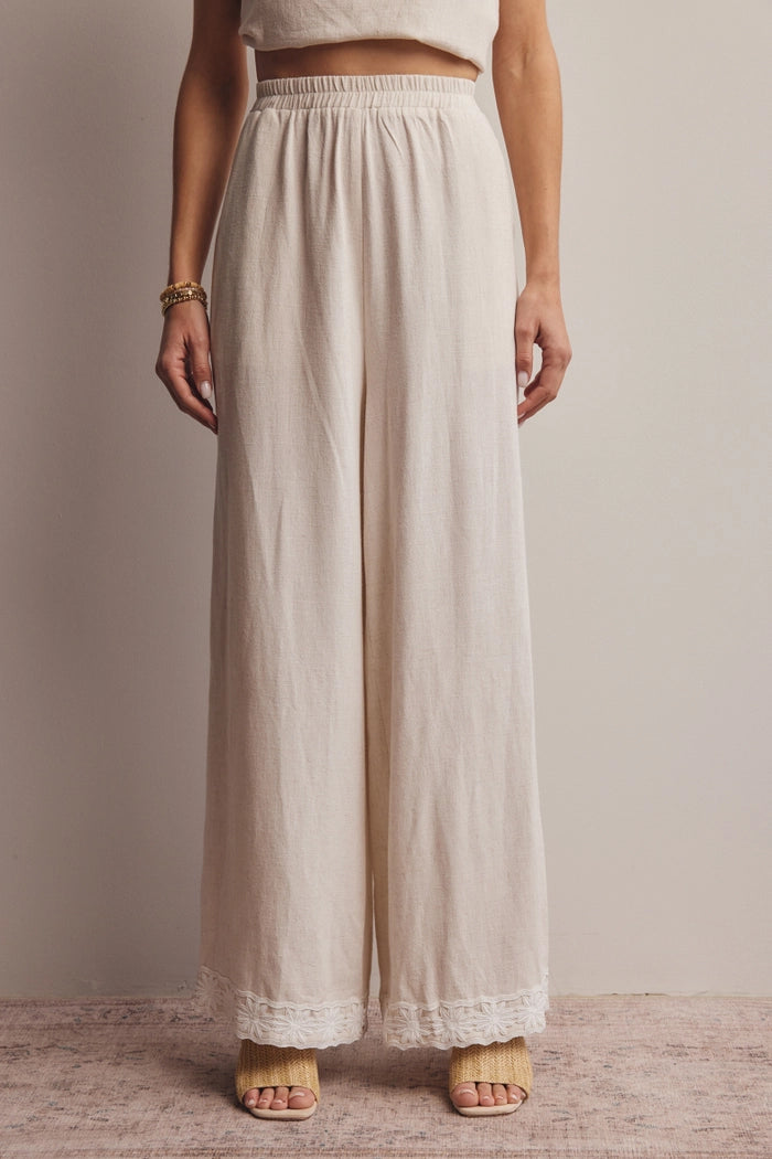 Esme Embroidered Wide-Leg Pant