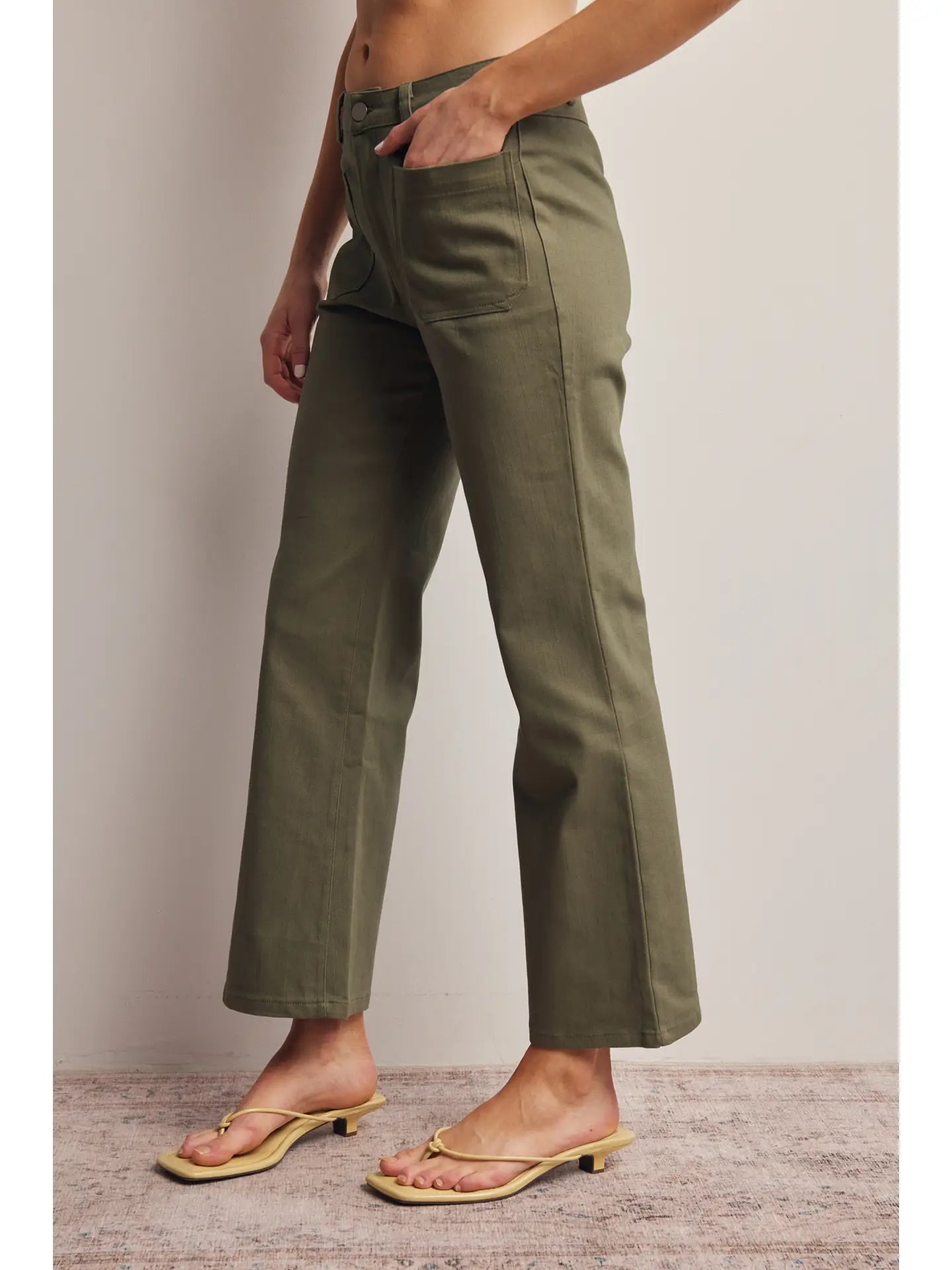 Stretch Cotton Straight-Leg Pants