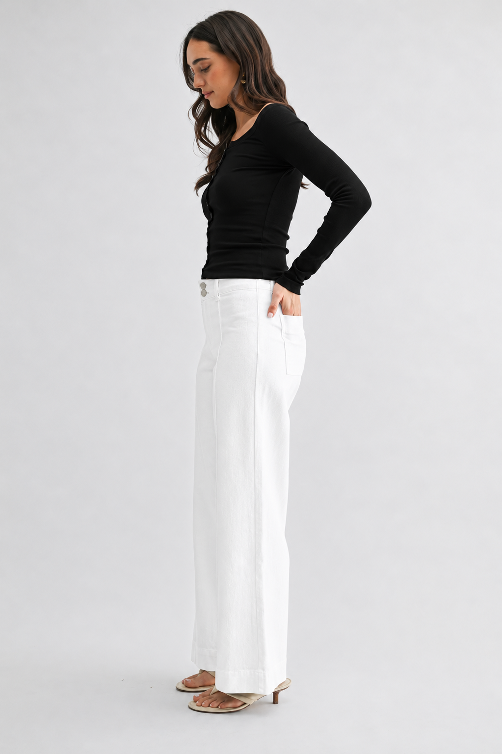 Penny Pintuck Wide Leg Denim