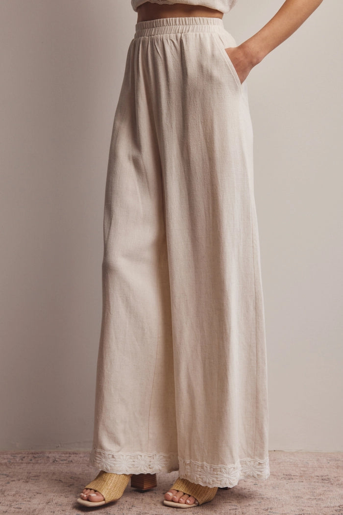 Esme Embroidered Wide-Leg Pant