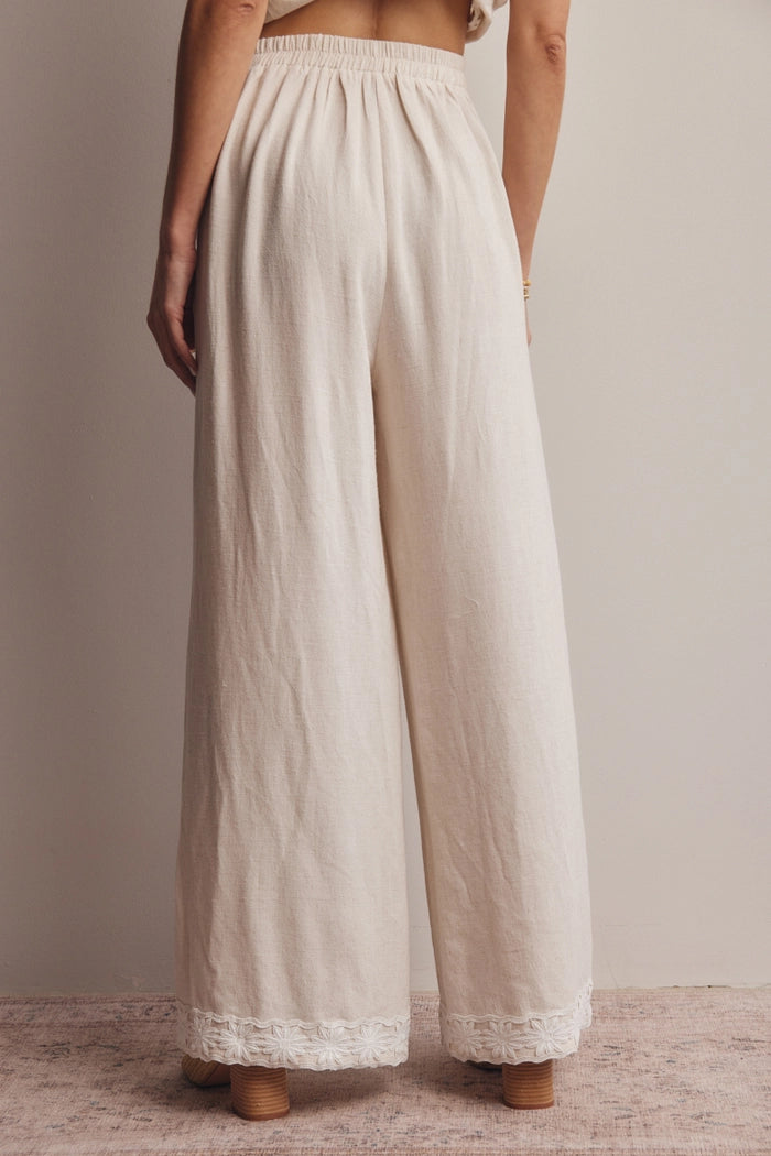 Esme Embroidered Wide-Leg Pant