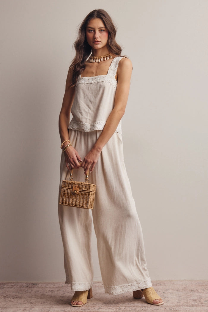 Esme Embroidered Wide-Leg Pant