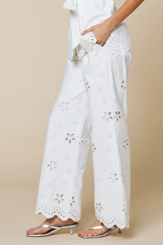 Finley Embroidery Scalloped Hem Pants