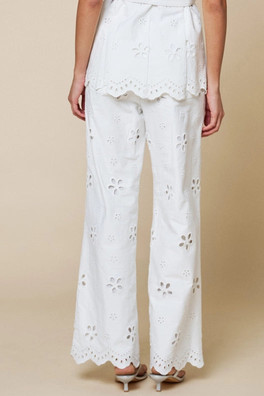 Finley Embroidery Scalloped Hem Pants