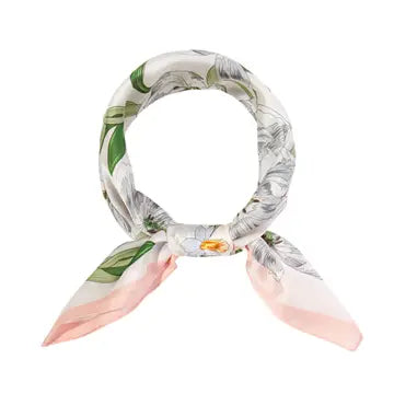 Lulu Floral Pattern Square Satin Scarf