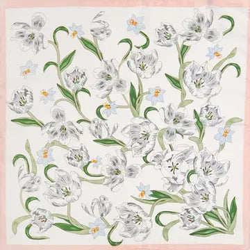 Lulu Floral Pattern Square Satin Scarf