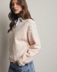 Floral Applique V-Neck Sweater