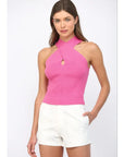 Havana Halter Neck Knit Top