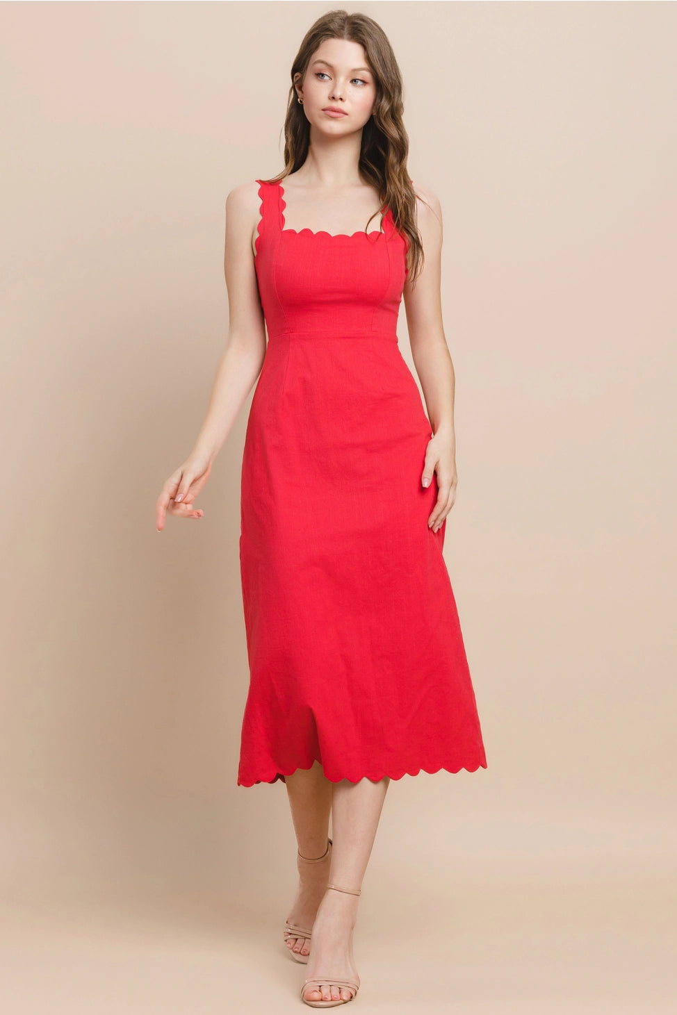 Sara Scalloped Midi Dress