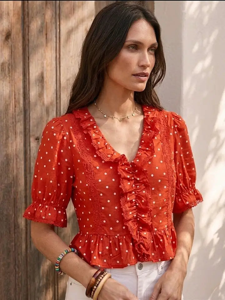 Poppy Polka Dot Crop Top