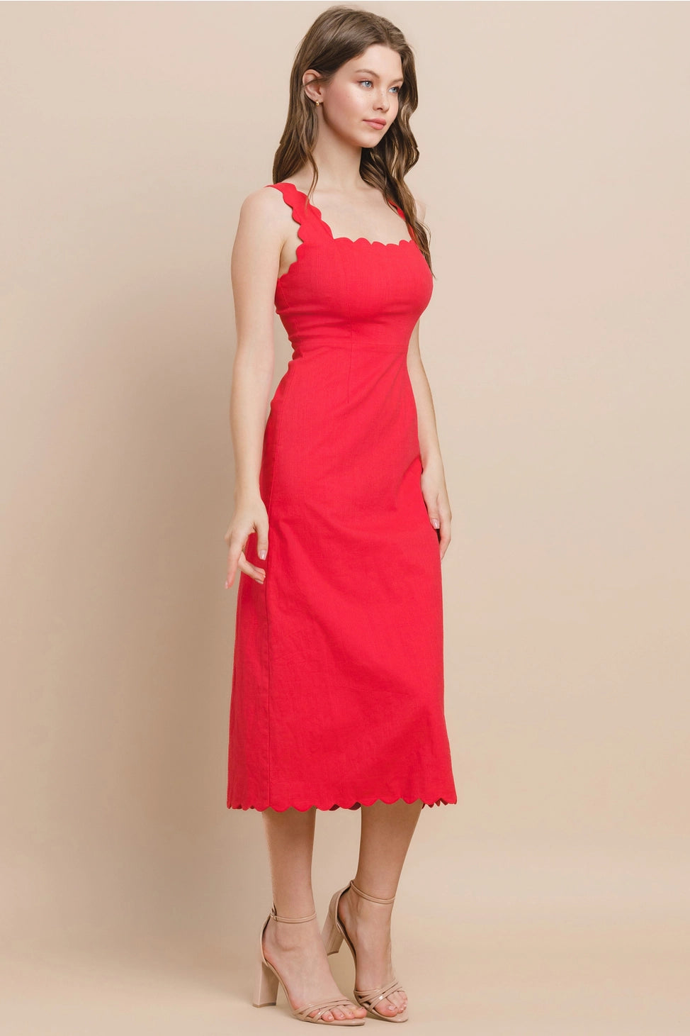 Sara Scalloped Midi Dress