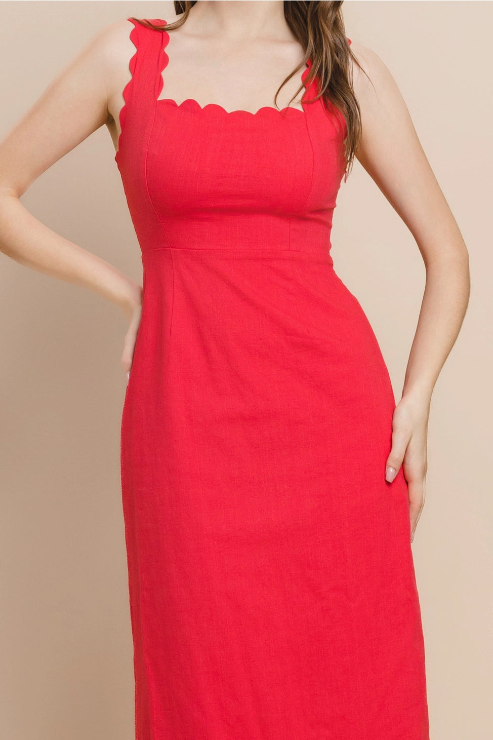 Sara Scalloped Midi Dress