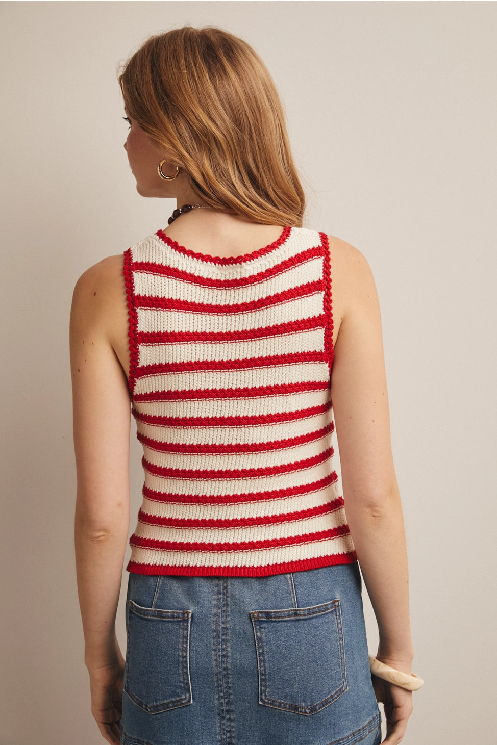 Siena Striped Crochet Knit Tank
