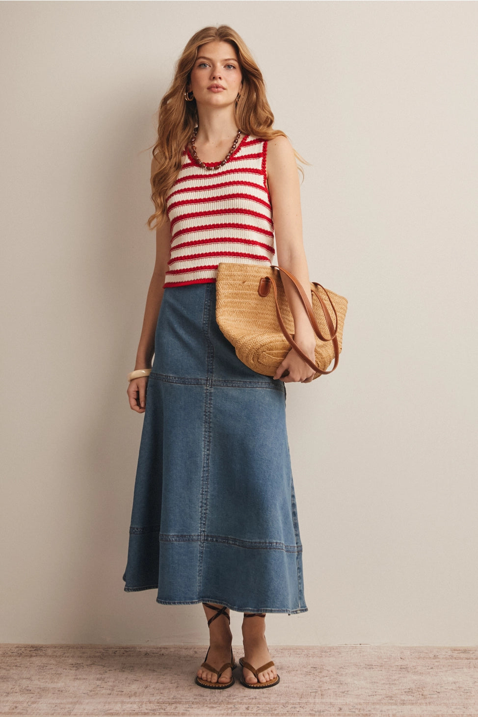 Siena Striped Crochet Knit Tank