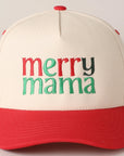 Merry Mama Text Embroidery Canvas Baseball Cap