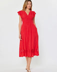 Elsa Embroidered Lace Midi Dress