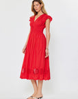 Elsa Embroidered Lace Midi Dress