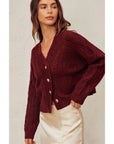 Fuzzy Cable Knit Cardigan