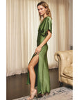 Selena Satin Blouson Maxi Dress