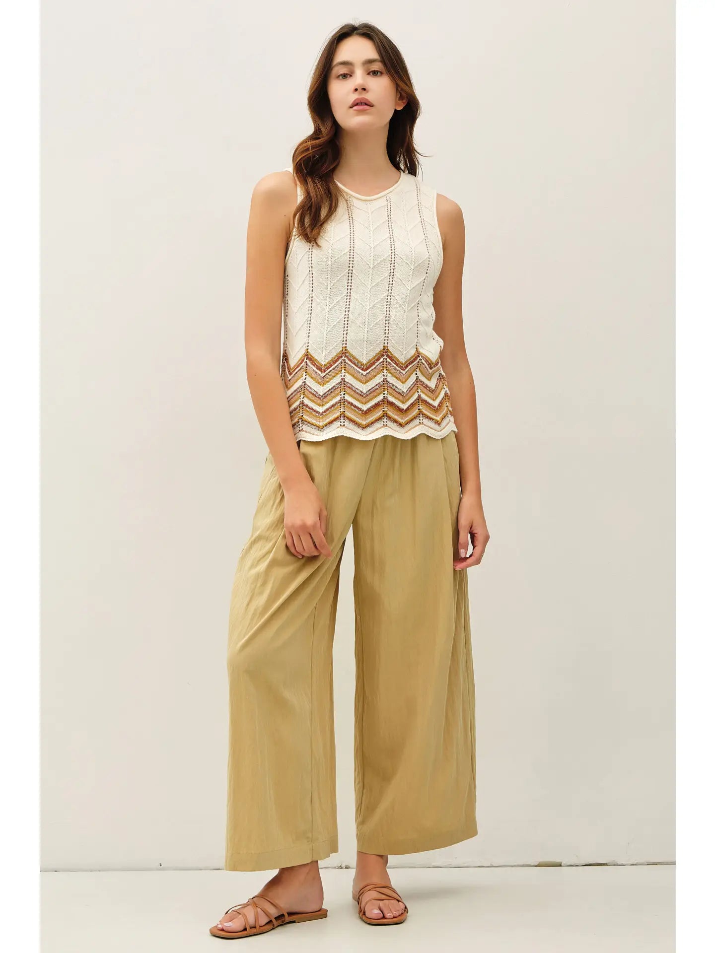 Celia Crinkled Wide Leg Cropped Pants