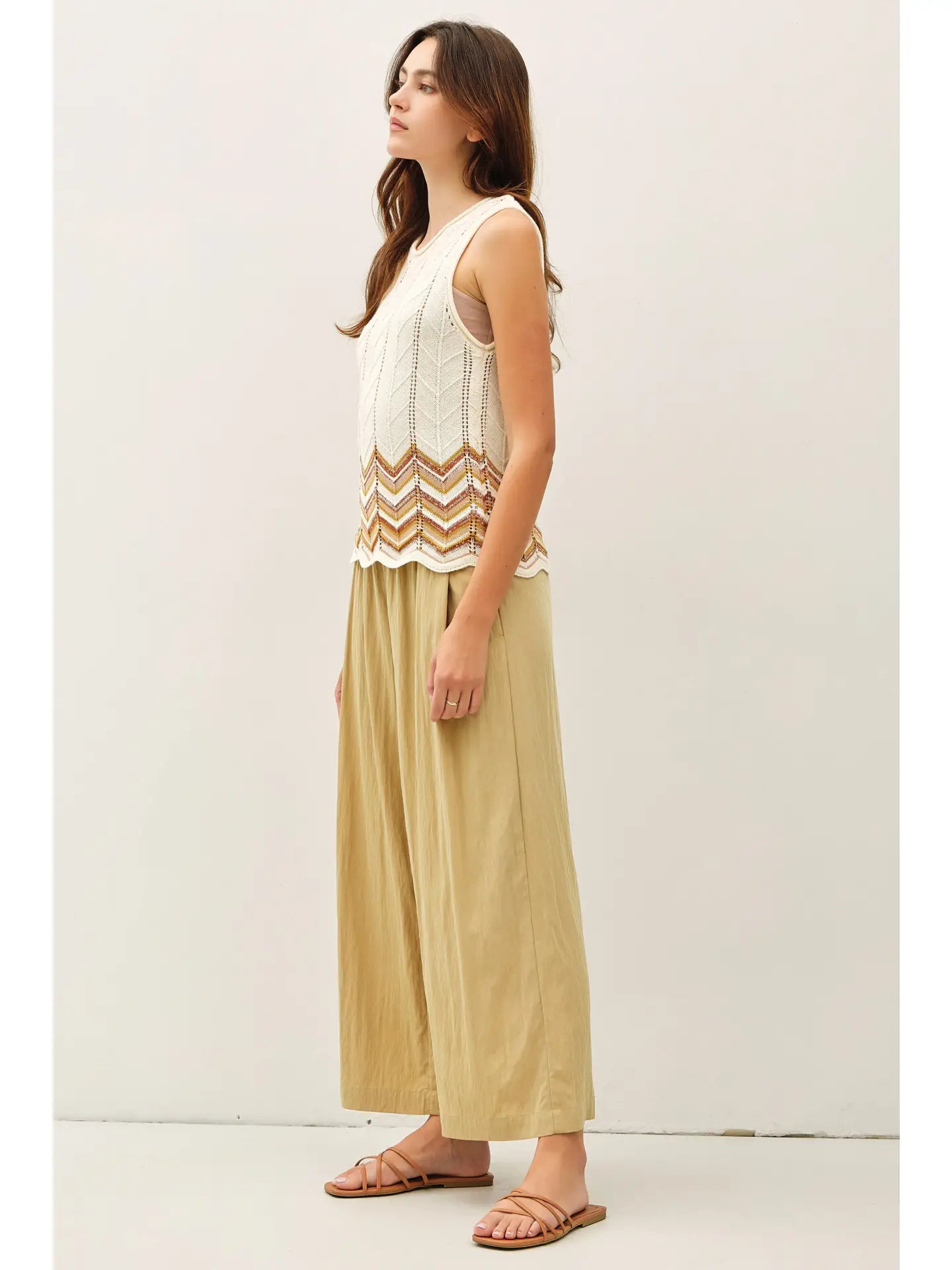 Celia Crinkled Wide Leg Cropped Pants