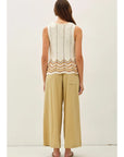 Celia Crinkled Wide Leg Cropped Pants