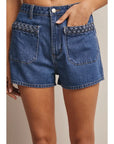 Daisy Braided Pocket Denim Shorts