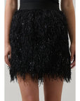 Heather Metallic Fringe Mini Skirt