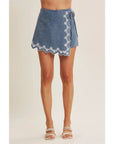 Estelle Embroidered Denim Skort