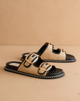 Lauryn Raffia Gold Buckle Sandal