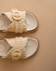 Goldie Natural Raffia Buckle Slide