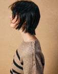 Janice Striped Button Detail Sweater