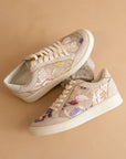 The Tammi | Light Grey Floral Applique Sneaker