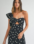 Tara Polka Dot One Shoulder Maxi Dress