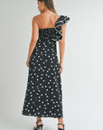 Tara Polka Dot One Shoulder Maxi Dress