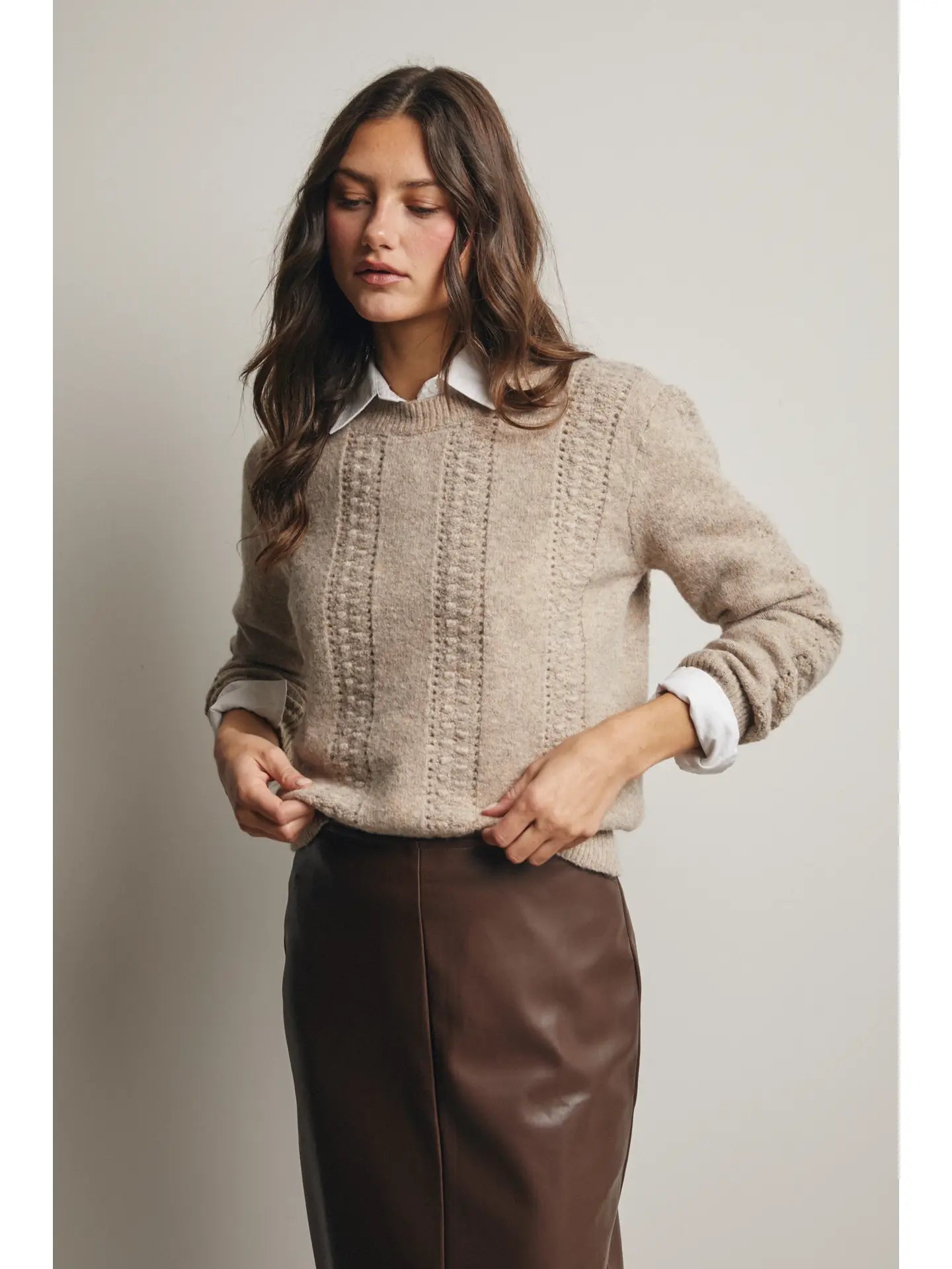 Textured Cable-Knit Sweater