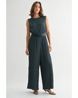 Texture Satin Tie Jumpsuit