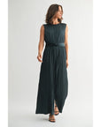 Texture Satin Tie Jumpsuit