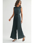 Texture Satin Tie Jumpsuit