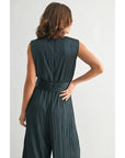 Texture Satin Tie Jumpsuit