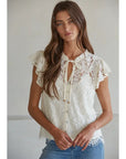 Lila Lace Button Down Top
