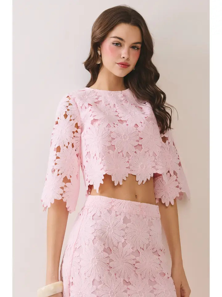 Francesca Floral Lace Cropped Top
