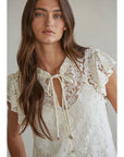 Lila Lace Button Down Top