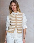 Sabrina Striped Button-Up Sweater Vest