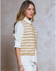 Sabrina Striped Button-Up Sweater Vest