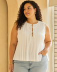 Poppi Pleated Sleeveless Top - Plus Size